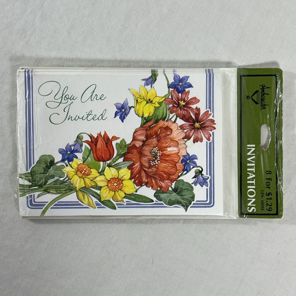 Ambassador - Vintage - Floral Invitations - Sealed Package - 8 Cards